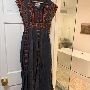 Johnny Was Embroidered Gray Dress